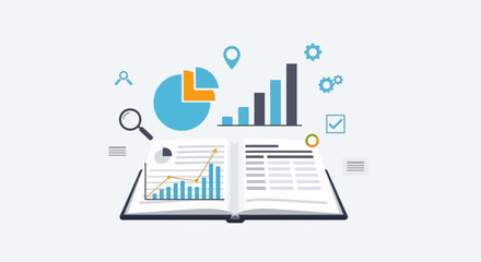 Obraz premium Comprehensive data analysis and financial reporting concept with business intelligence insights and strategic planning tools for informed decision-making