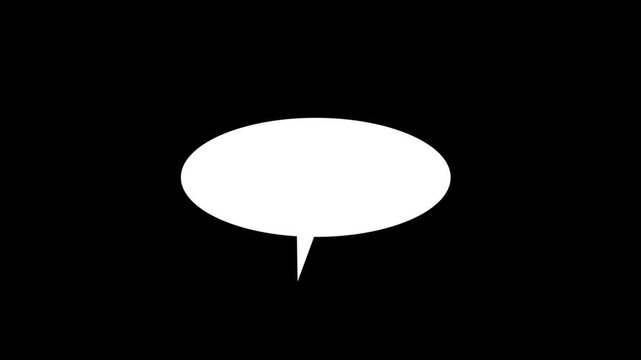 Message bubble typing animation. text Message bubble animation on black background,
 Chat message in motion graphics, White text message bubble popping up on screen