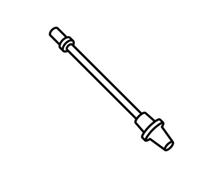 Glassblower blowpipe line art vector illustration. A simple outline drawing of a traditional glassblowing tool.