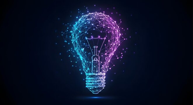 Digital Light Bulb Concept Representing Innovation and Creative Ideas in a Networked Technology Environment for Bright Solutions