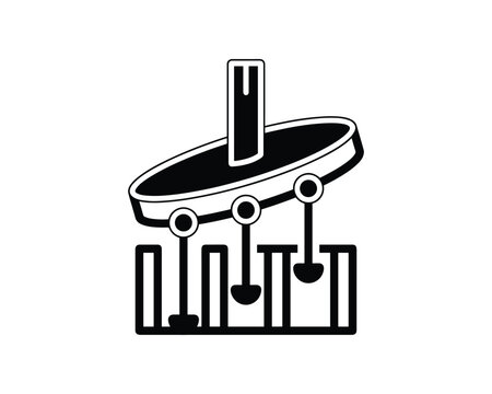 Vector outline illustration of a hydraulic pump swashplate mechanism with pistons and cylinders.