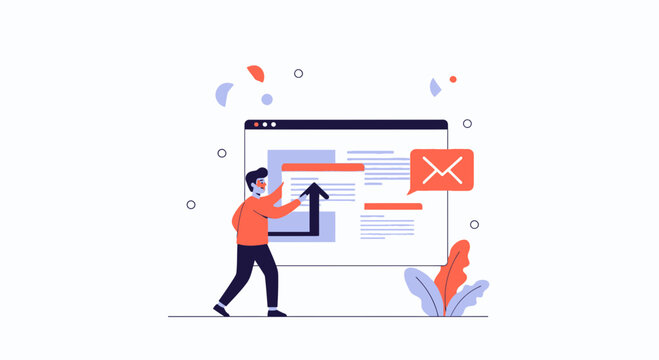 Man analyzing website analytics and email marketing strategy with upward trend