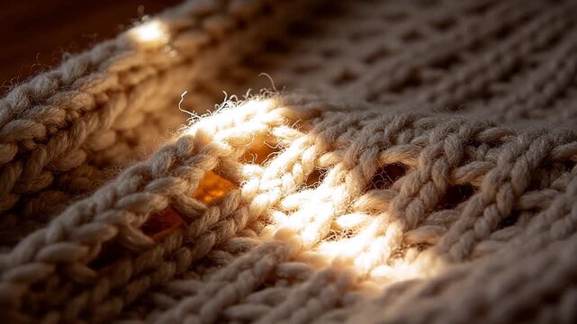 Close up of gray knitted fabric texture with side lighting and shadows