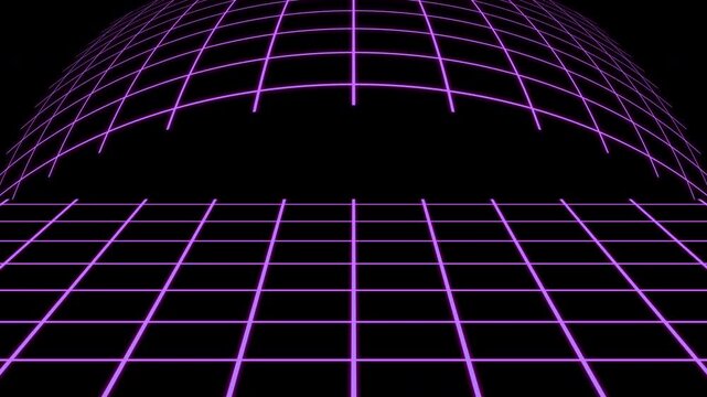 Professional perspective wireframe loop. Infinite 3D cyber floor for high-tech editing and modern digital graphics. 4K asset.