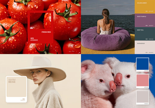 Color Palette Presentation Template Set For Brand Guidelines, Moodboard & Colour Swatch