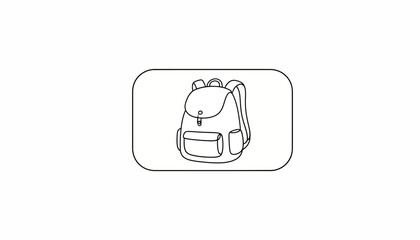 Fototapeta premium Simple Line Drawing of a Backpack, Icon, Outline, Vector