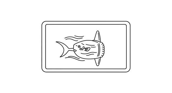 Simple Line Art of a Sunfish Swimming in Water