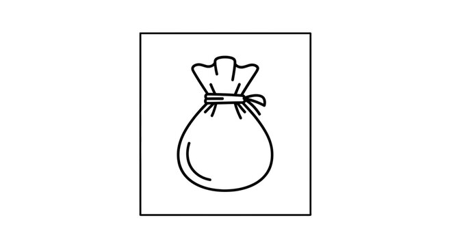 Simple Line Art Icon of a Drawstring Bag