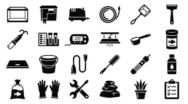 Black and White Home Appliance Icons on White Background