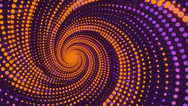 Hypnotic Orange and Purple Spiral Dot Pattern Generative AI