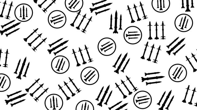 Rocket missile bullet animation black white color. Ideal for presentation and education clip.