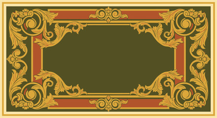 Ornate gold frame border design element. © Restu