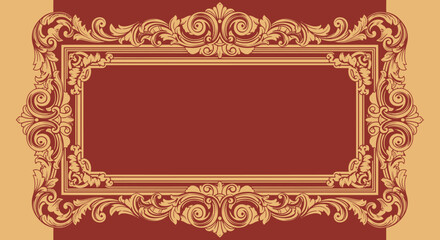 Ornate Gold Frame Border Design Element. © Restu