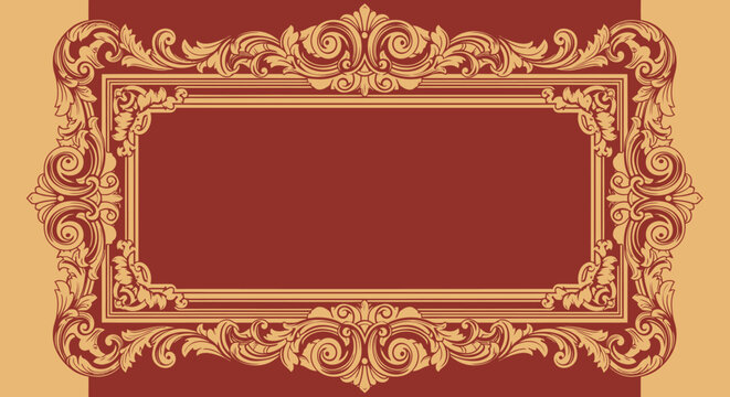Ornate Gold Frame Border Design Element.