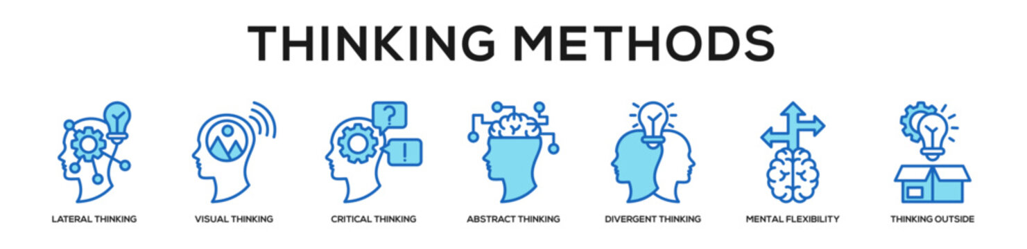 blue - Thinking Methods web banner icon vector illustration concept