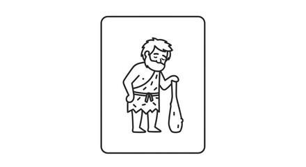 Fototapeta premium Caveman Holding Club and Animal Skin, Ancient Hunter Character