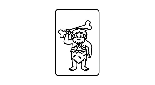 Caveman Holding Bone Club, Prehistoric Man Illustration