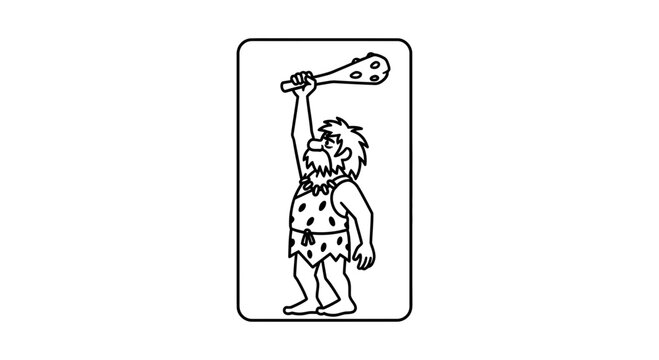Caveman Holding Club, Prehistoric Man Character, Stone Age Warrior Illustration