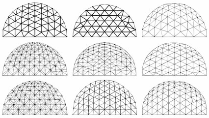 Geometric dome structures a series of triangular patterned half spheres © ShambhuNath