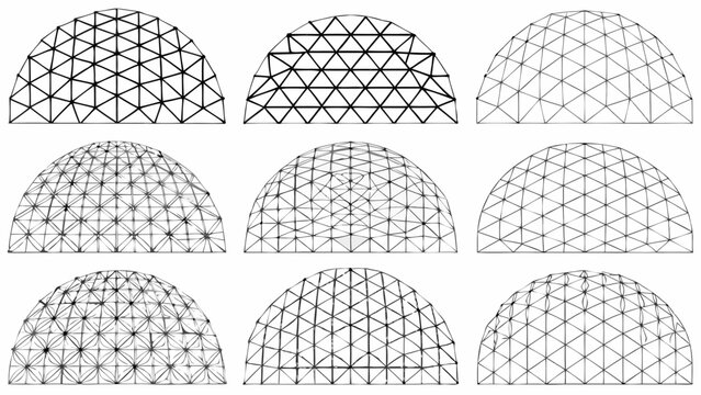 Geometric dome structures a series of triangular patterned half spheres