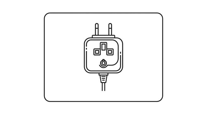 UK Power Plug with Switch Icon, Electrical Outlet Adapter, Travel Adapter