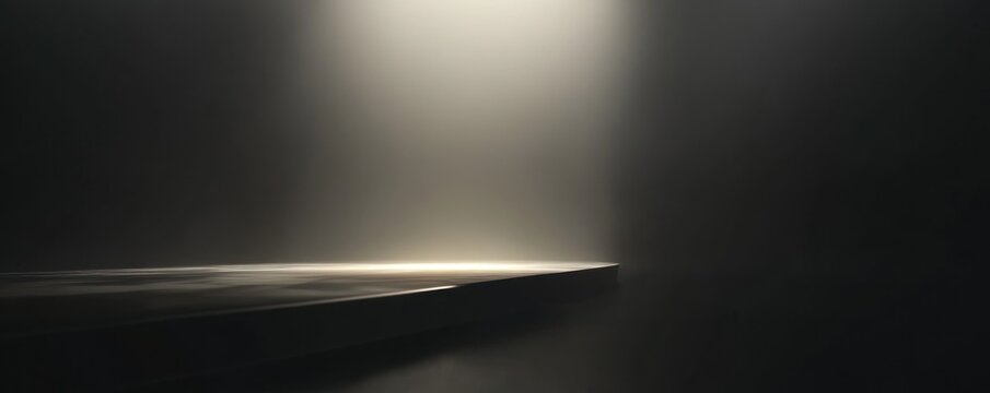 Dramatic Light Beam Illuminating Dark Abstract Textured Surface with Copy Space