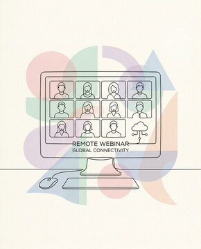 Modern Video Conference Call UI Illustration for Remote Team Collaboration
