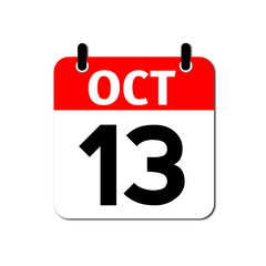 Fototapeta premium October 13 Day Calendar Vector Icon Perfect for planner, reminder, time management, schedule, office, business, and monthly event start design template