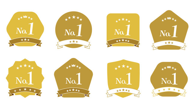 高級感のあるランキングBESTバッジフレームセット｜金・銅・リボン・星・受賞・評価アイコン（Premium ranking best badge frame set）：メダルセットB_12_No1