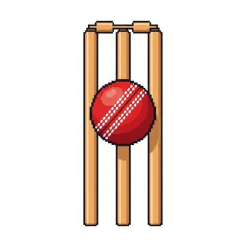 A cricket ball passing through a set of stumps in a wicket-keeping scenario isolated on white background