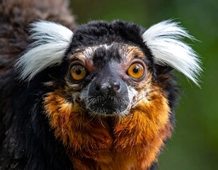 Fototapeta premium A close-up of a primate with distinctive white ear tufts