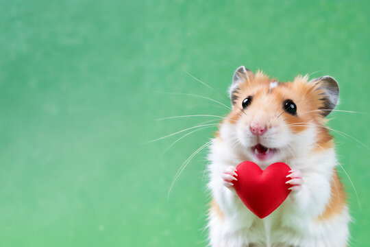 ハートのオブジェを手に持つハムスター | A hamster holding a heart-shaped object Generative AI