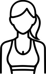 Obraz premium Hand Drawn Beautiful Fitness Woman Black and White Illustration in Minimal Line Art Style Design