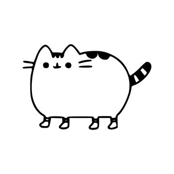 adorable doodled tabby cat isolated on white