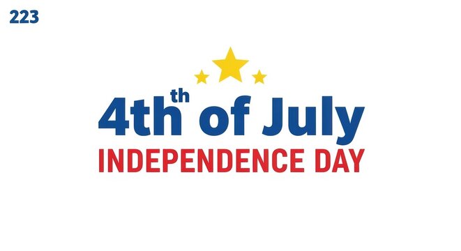 Celebration of the 4th of july independence day with patriotic stars and numerical reference isolated on white background