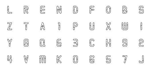 Alphabet and numbers icon set. Vector letter and number collection. Includes A to Z, 0 to 9 symbols like L, R, E, N, D, F, B, S, Z, T, P, U, X, W, I, Y, Q, C, H, V, M, K, O, G, J. © wang