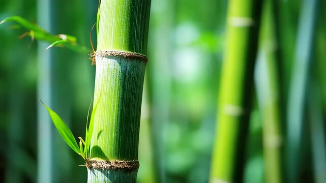 Close-up of vibrant bamboo stalks in lush greenery