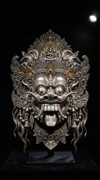 A dramatic silver sculpture inspired by Rangda, the legendary demon queen in Balinese mythology. The fierce expression and intricate carvings showcase the mystical depth of Indonesian cultural storyte