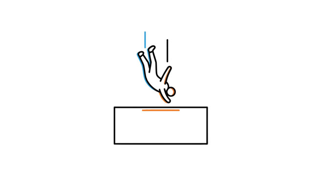 Person falling into a box, conceptual illustration of risk, danger, or failure