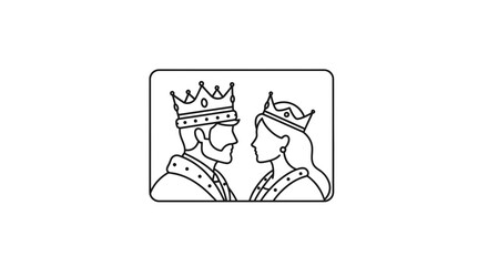 Fototapeta premium King and Queen Royal Couple Icon, Elegant Monarchs with Crowns, Symbol of Power and Love