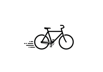 Fototapeta premium Fast Bicycle Icon with Speed Lines, Minimalist Bike Vector Logo Illustration