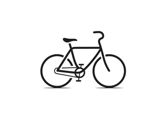 Fototapeta premium Minimalist Bicycle Icon Illustration - Black Line Art Bike Vector on White Background