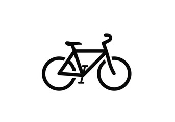 Fototapeta premium Minimalist black bicycle icon isolated on white background for transportation and sports design