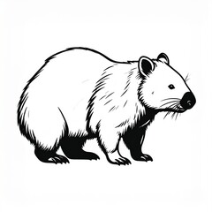 Obraz premium black and white polar bear walking line art illustration isolated