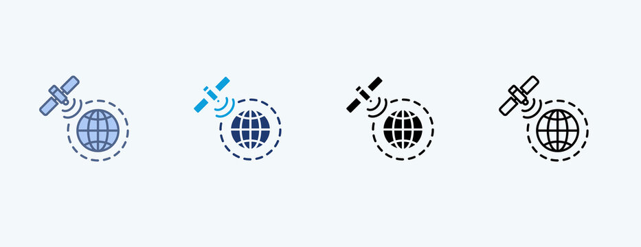 Orbital Satelite Multiple Icon Illustration Vector