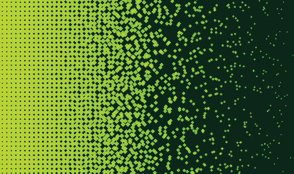 Green Halftone Dithered Dot Gradient Vector for Retro Pixel Art Background and Web Design Texture