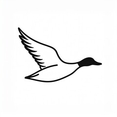 Obraz premium minimalist black and white flying duck line art illustration