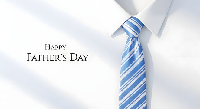 Happy Father's Day greeting card with blue striped tie and white shirt