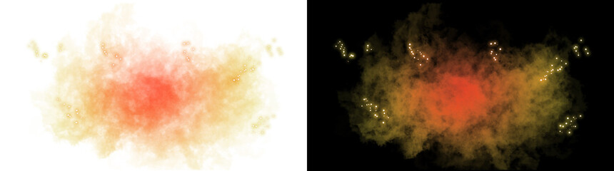 Orange glowing smoke with transparent background and black background © imak