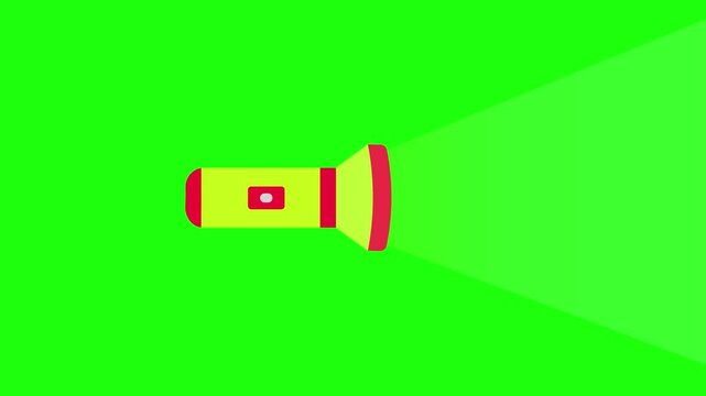 Flashlight animation. Flashlight icon, glowing graphic. on a black background.